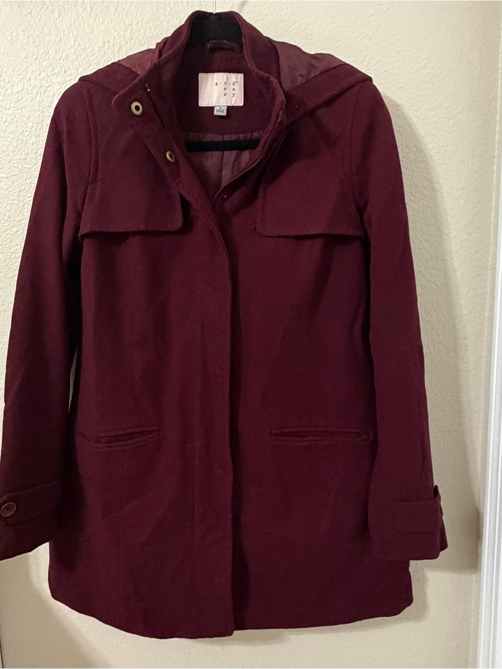 a new day Hooded Trench Coat in Burgundy
